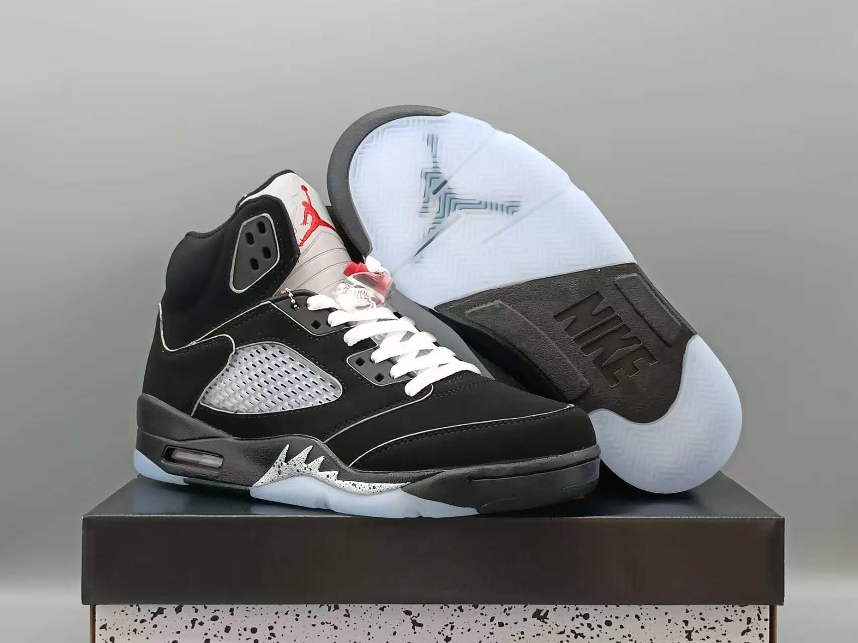 Men's Running Weapon Air Jordan 5 Black Shoes 095
